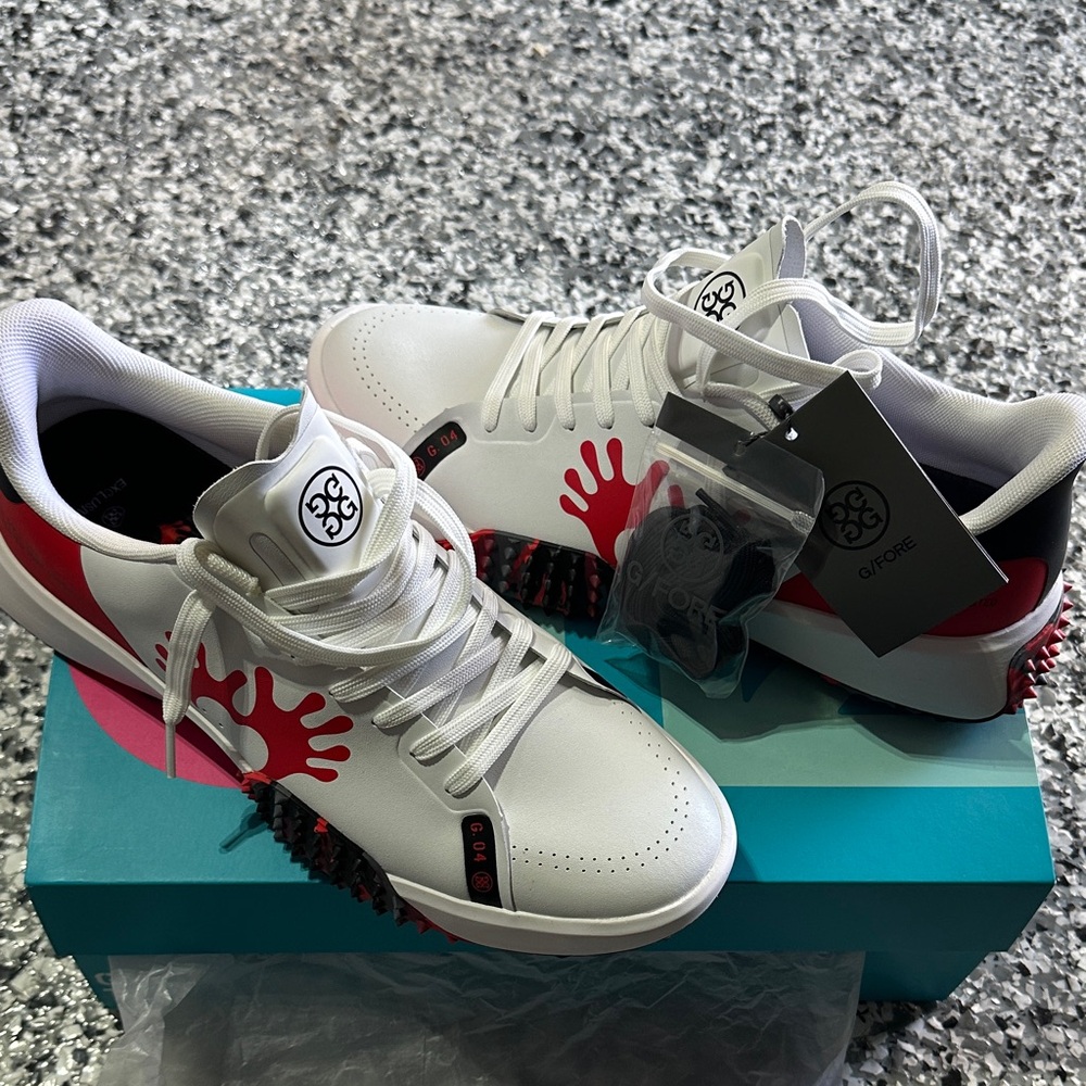 G/FORE White and Red Golf Athletic Shoes